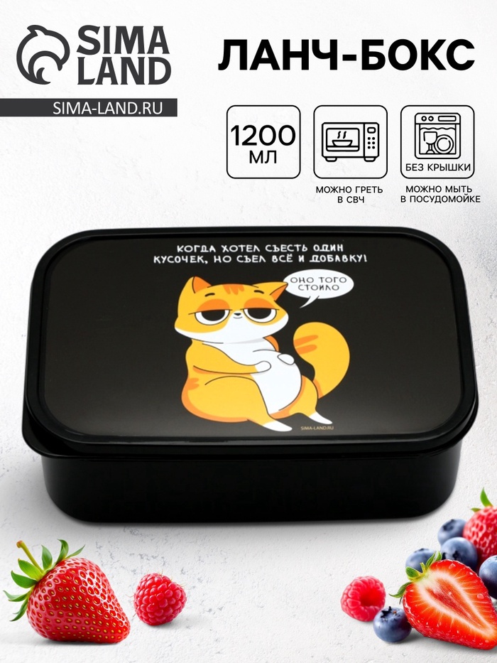 Ланч - бокс прямоугольный «Кот», 1200 мл