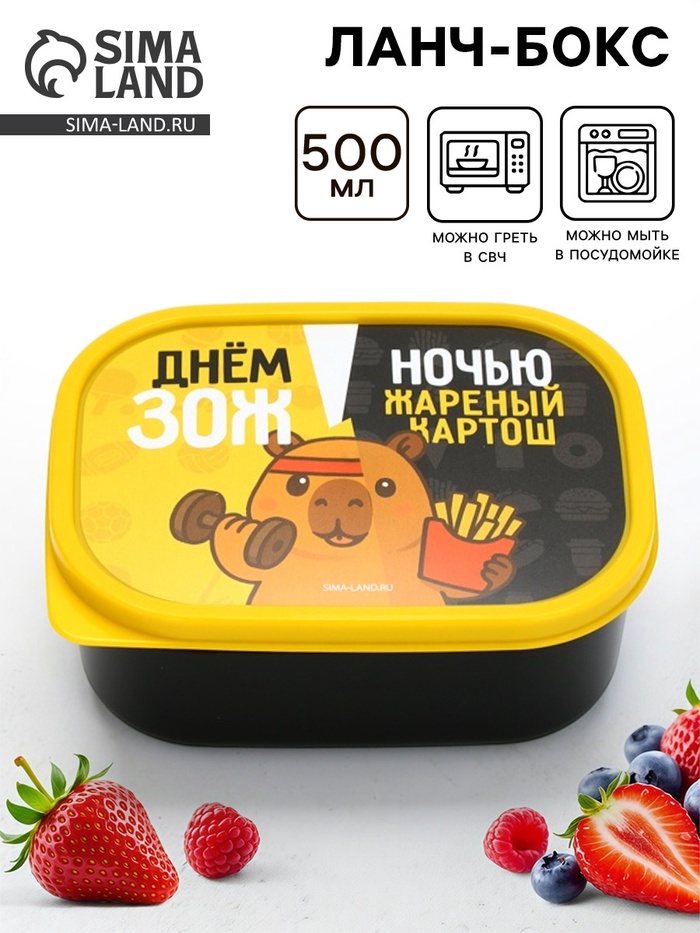 Ланч - бокс прямоугольный «ЗОЖ», 500 мл